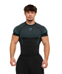 Onyx 5.0 Seamless T-Shirt muscle fit Black/Brand Blue - Unmatched Kicks - GYMSHARK