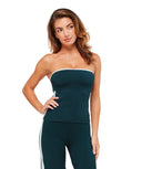 Piping Bandeau With Shelf body fit Deep Petrol Blue/Smoke Blue/Soft White - Unmatched Kicks - GYMSHARK