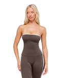 Piping Bandeau With Shelf body fit Walnut Brown/Chestnut Pink/Soft White - Unmatched Kicks - GYMSHARK