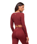 Piping Long Sleeve Crop Top body fit Sets Red/Carmine Red/Soft White - Unmatched Kicks - GYMSHARK