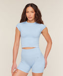 Poise Crew Neck Short Sleeve Top Chilled Blue - Unmatched Kicks - GYMSHARK