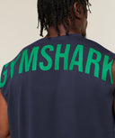 Power Cut Off Tank oversized fit Heavy Blue/Track Green - Unmatched Kicks-GYMSHARK