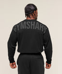 Power Long Sleeve T-Shirt oversized fit Black/Asphalt Grey - Unmatched Kicks-GYMSHARK