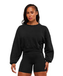 Power Washed Sweat Top oversized fit Black/Acid Wash Small Ball - Unmatched Kicks - GYMSHARK