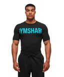 Prime T-Shirt muscle fit Black/Brand Blue - Unmatched Kicks - GYMSHARK