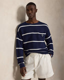 Relaxed Fit Mesh - Knit Cotton Sweater Navy Combo - Unmatched Kicks - ralph lauren