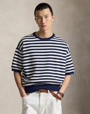 Relaxed Fit Striped Fleece Sweatshirt Newport Navy/White - Unmatched Kicks - ralph lauren