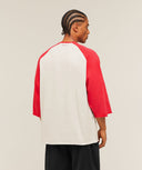 Retro Collegiate 3/4 Sleeve T-Shirt oversized fit Tinted White/Athletic Red - Unmatched Kicks - GYMSHARK