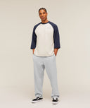 Retro Collegiate 3/4 Sleeve T-Shirt oversized fit Tinted White/Heavy Blue - Unmatched Kicks - GYMSHARK