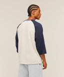 Retro Collegiate 3/4 Sleeve T-Shirt oversized fit Tinted White/Heavy Blue - Unmatched Kicks - GYMSHARK