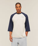 Retro Collegiate 3/4 Sleeve T-Shirt oversized fit Tinted White/Heavy Blue - Unmatched Kicks - GYMSHARK