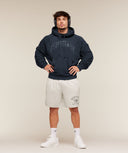 Retro Collegiate Graphic Hoodie oversized fit Heavy Blue - Unmatched Kicks - GYMSHARK