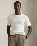 Rib - Knit Cotton Short - Sleeve Sweater Estate Cream - Unmatched Kicks - ralph lauren
