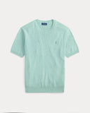 Rib - Knit Cotton Short - Sleeve Sweater Green Swallow Heather - Unmatched Kicks - ralph lauren