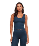 Ribbed Midi Tank With Shelf body fit Navy - Unmatched Kicks - GYMSHARK