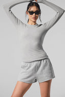 Ribbed Modal Long Sleeve Athletic Heather Grey - Unmatched Kicks - ALO