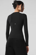 Ribbed Modal Long Sleeve Black - Unmatched Kicks - ALO