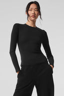 Ribbed Modal Long Sleeve Black - Unmatched Kicks - ALO