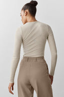 Ribbed Modal Long Sleeve Oatmeal Heather - Unmatched Kicks - ALO