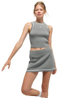 Ribbed Sweater Knit Highline Cropped Tank Lunar Grey/White - Unmatched Kicks - ALO