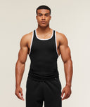 Ribbed Tank 1PK muscle fit Black/White - Unmatched Kicks-GYMSHARK