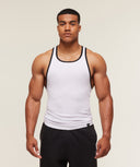 Ribbed Tank 1PK muscle fit White/Black - Unmatched Kicks-GYMSHARK