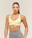 Ruched Sports Bra 2.0 medium support Butter Yellow - Unmatched Kicks-GYMSHARK
