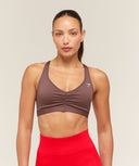 Ruched Sports Bra 2.0 medium support Espresso Brown - Unmatched Kicks-GYMSHARK