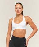 Ruched Sports Bra 2.0 medium support White - Unmatched Kicks-GYMSHARK