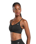 Ruched Sports Bra medium support Black - Unmatched Kicks - GYMSHARK