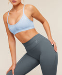 Ruched Strappy Sports Bra Chilled Blue - Unmatched Kicks - GYMSHARK