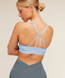 Ruched Strappy Sports Bra Chilled Blue - Unmatched Kicks - GYMSHARK