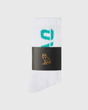 RUNNER SOCKS - WHITE/TEAL - Unmatched Kicks - OVO