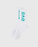 RUNNER SOCKS - WHITE/TEAL - Unmatched Kicks - OVO