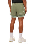 Running 4" 2in1 Shorts regular fit Grounded Green / Haze Green - Unmatched Kicks - GYMSHARK