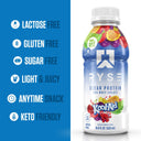 RYSE Clear Protein Drink 100 Calories, 22g Whey Isolate Protein Shake, Sugar - Free, 0g Fat & Lactose - Free - Refreshing Ready - to - Drink Beverage - 16.9 fl oz Bottles (12 - Pack) - Unmatched Kicks - RYSE