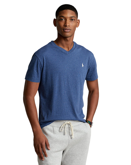 Classic Fit Jersey V-Neck T-Shirt Derby Blue Heather