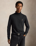 Soft Cotton Turtleneck Polo Black