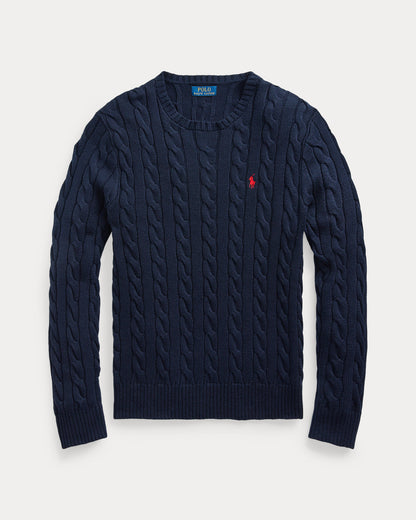 Cable-Knit Cotton Sweater Hunter Navy