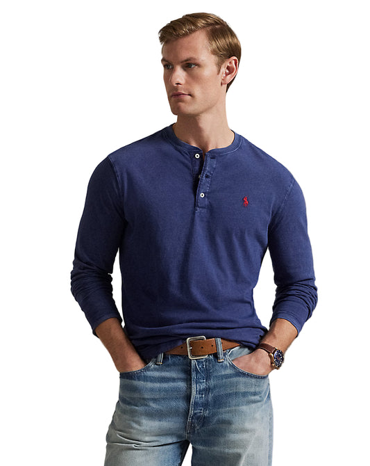 Slub Jersey Henley Shirt Cruise Navy