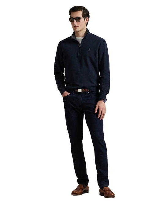 Luxury Jersey Quarter-Zip Pullover Aviator Navy