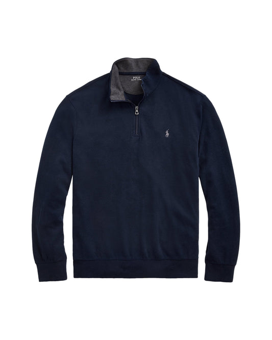 Luxury Jersey Quarter-Zip Pullover Aviator Navy