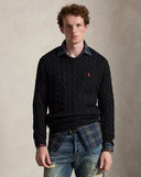 Cable-Knit Cotton Sweater Black