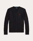 Cable-Knit Cotton Sweater Black