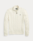 Cable-Knit Cotton Quarter-Zip Sweater Andover Cream