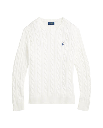 Cable-Knit Cotton Sweater White