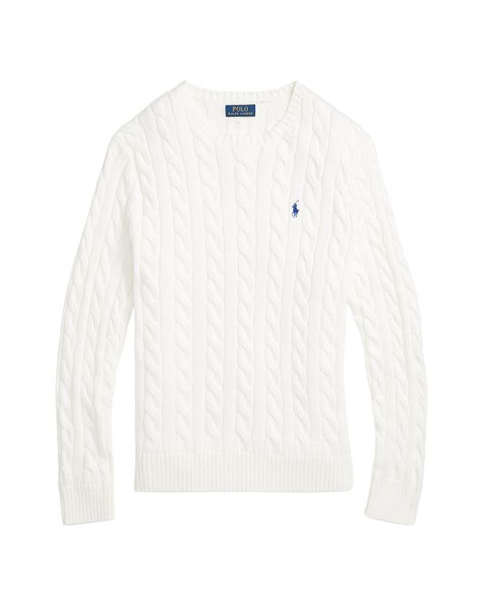 Cable-Knit Cotton Sweater White