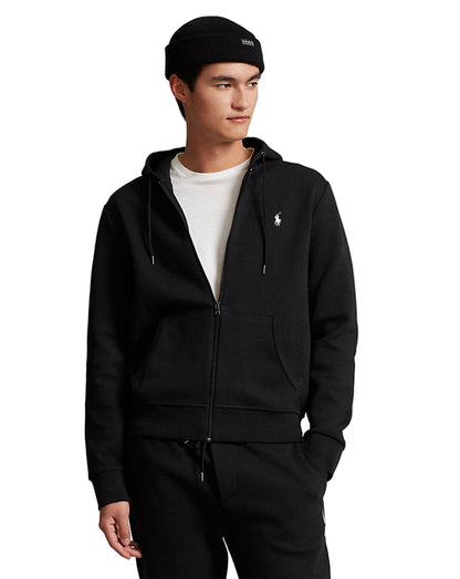 Double-Knit Full-Zip Hoodie Polo Black
