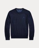 Mesh-Knit Cotton Crewneck Sweater Navy Heather