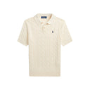 Cable-Knit Cotton Polo-Collar Sweater Andover Cream